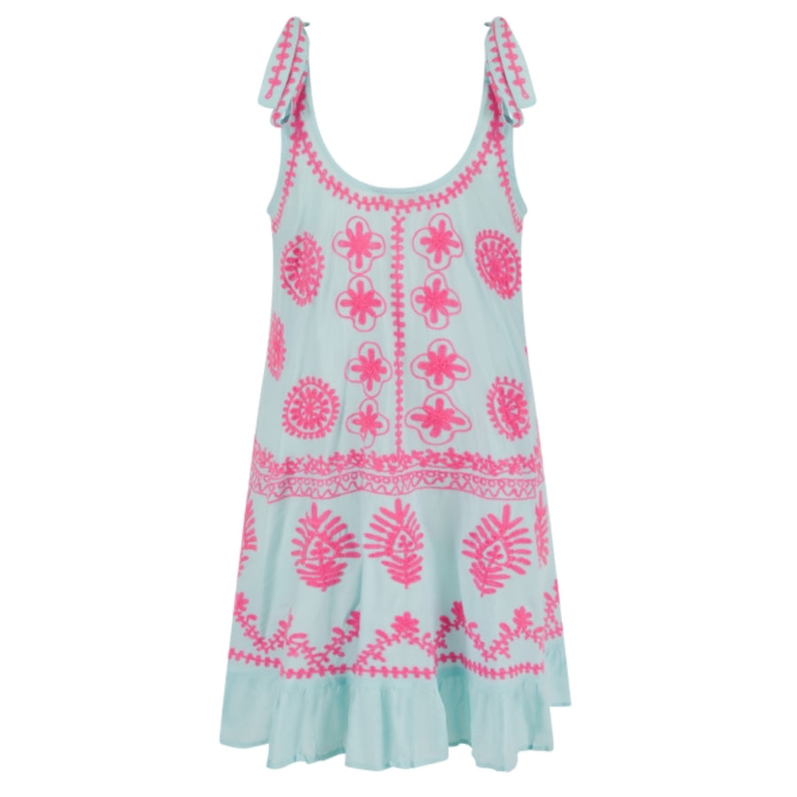 Pranella Remi Slip Dress Aqua/Neon Pink