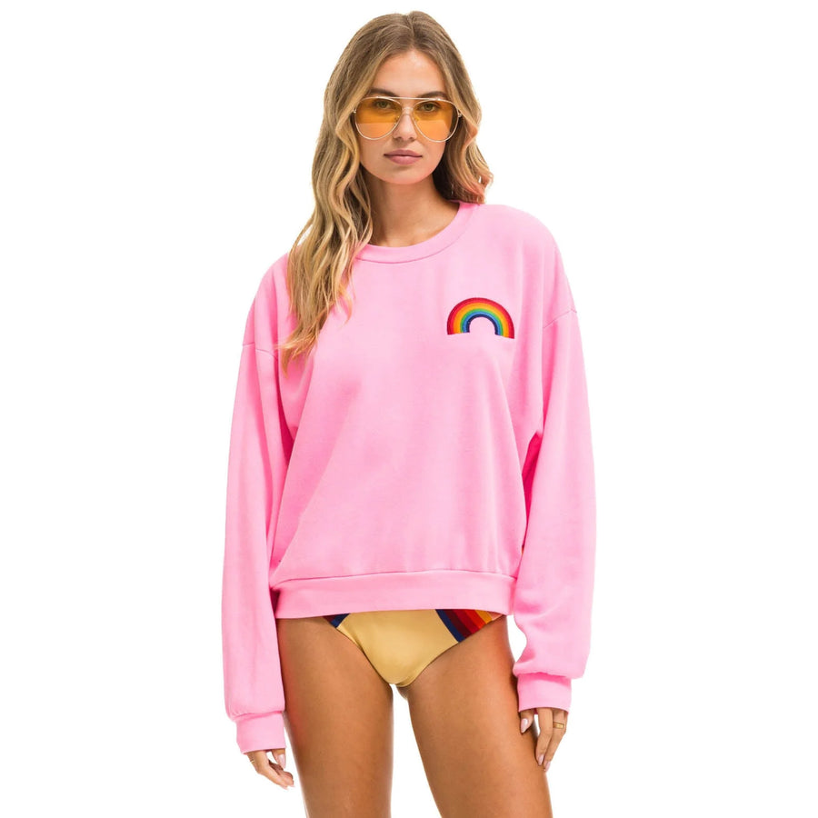 Aviator Nation Rainbow Sweatshirt Neon Pink