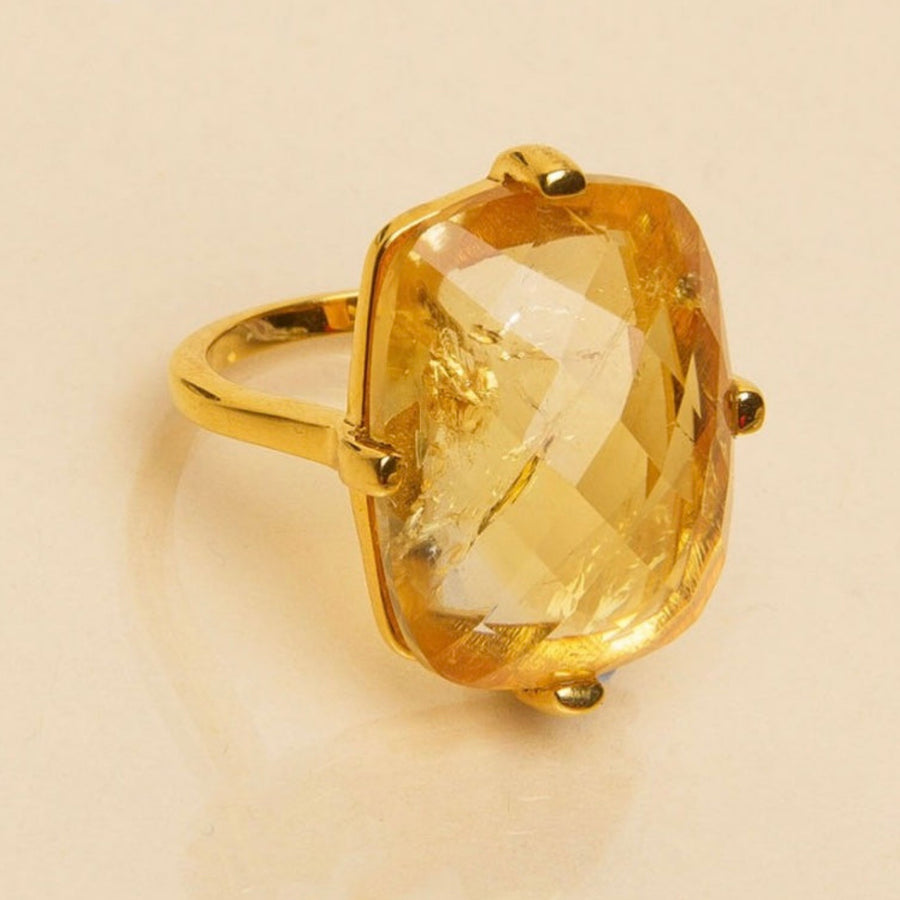 Une A Une Citrine Rectangle Ring