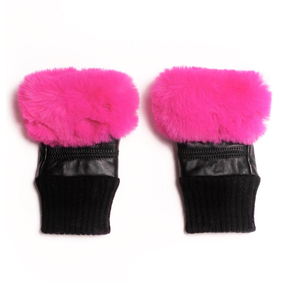 Jayley Faux Fur Neon Pink Fingerless Gloves