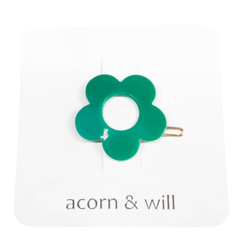 Acorn & Will Circle Flower Clip Emerald