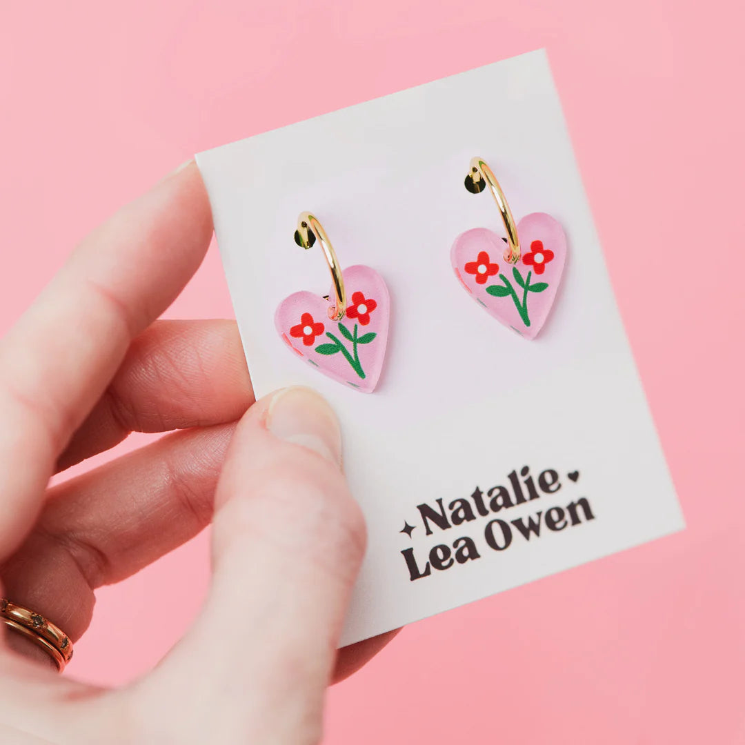 *NEW* Mini Heart Hoop Earrings Pink