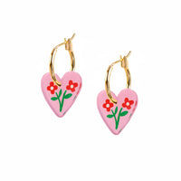 *NEW* Mini Heart Hoop Earrings Pink