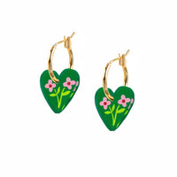 *NEW* Mini Heart Hoop Earrings Green