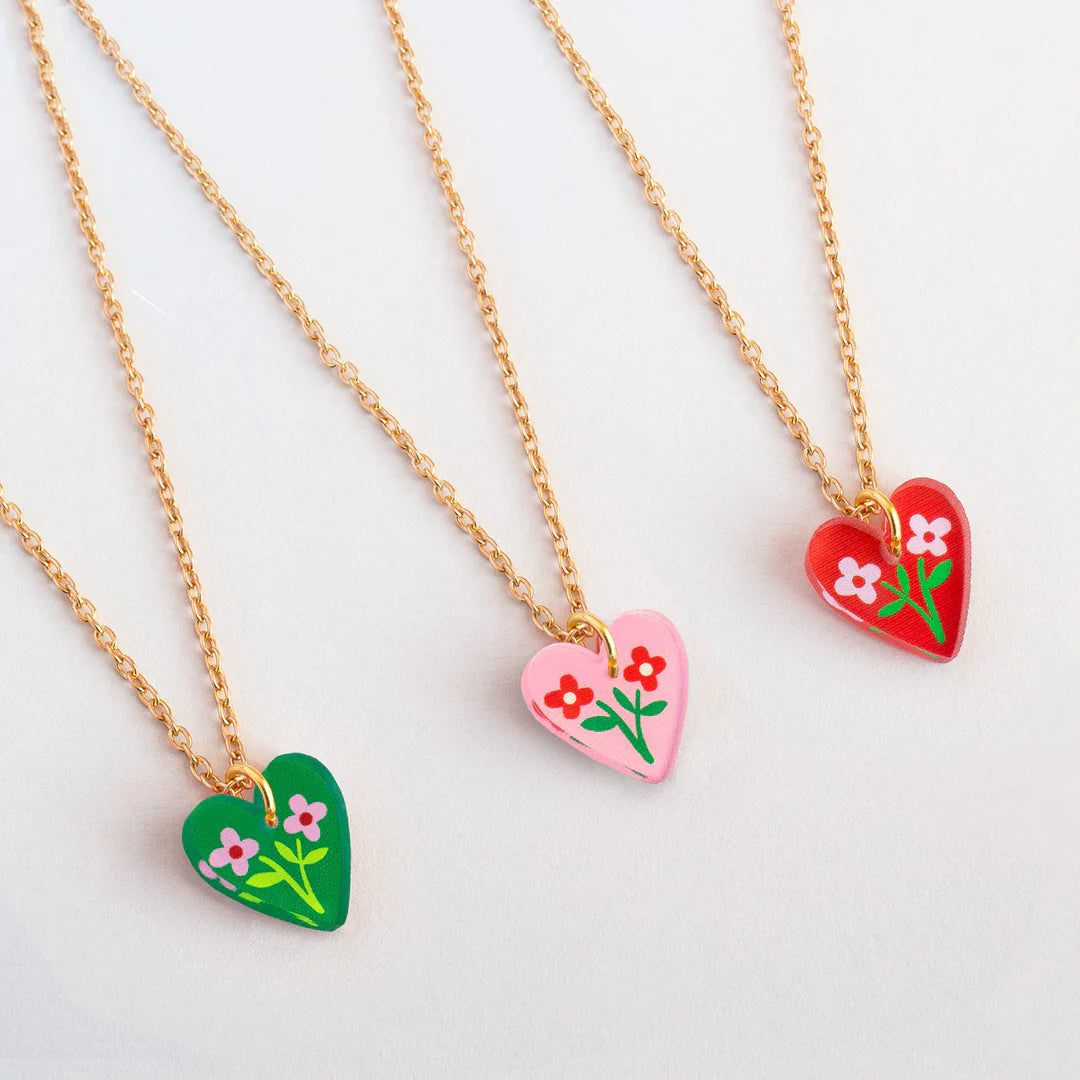 *NEW* Heart Floral Charm Pendant Necklace