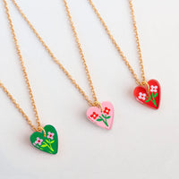 *NEW* Heart Floral Charm Pendant Necklace