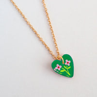 *NEW* Heart Floral Charm Pendant Necklace