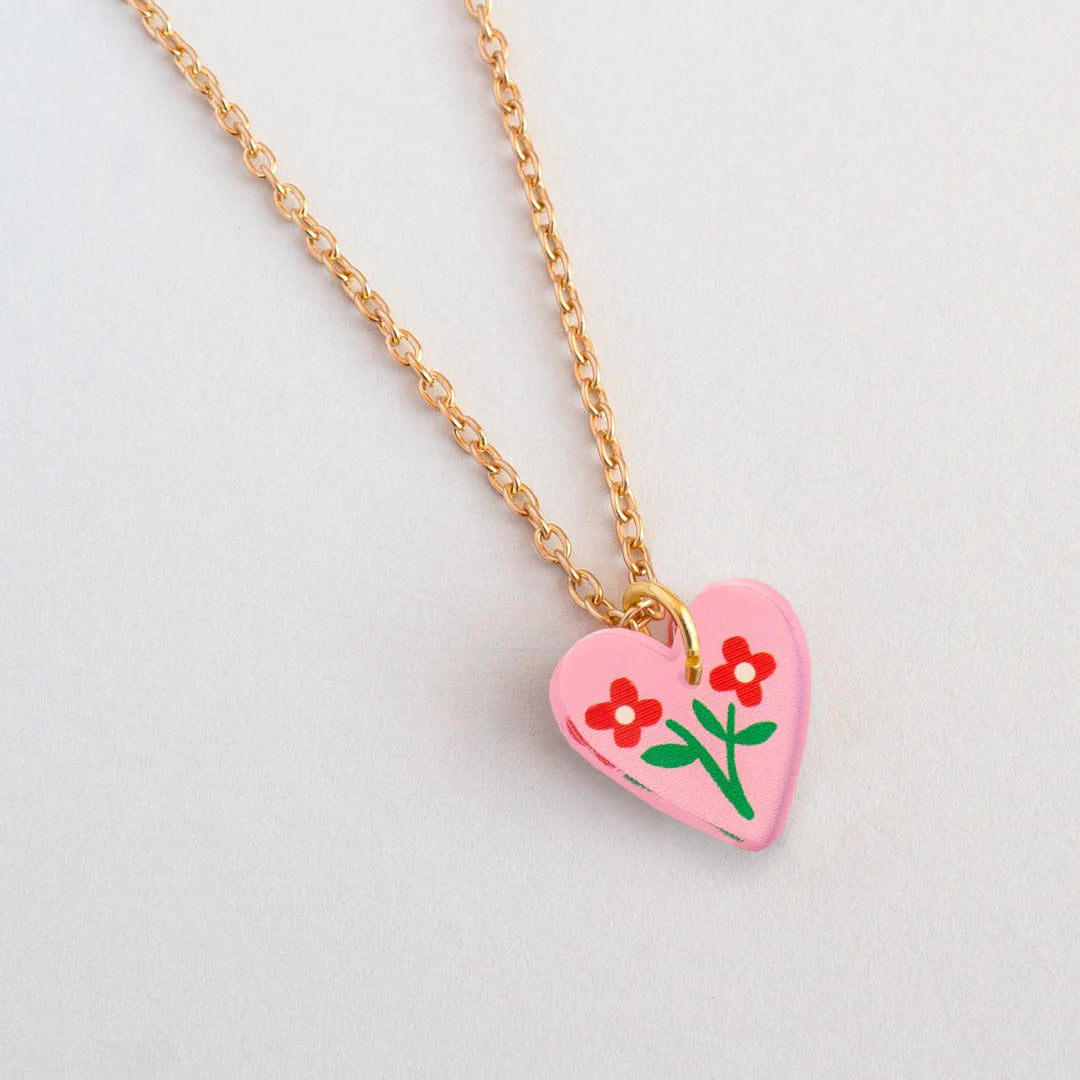 *NEW* Heart Floral Charm Pendant Necklace