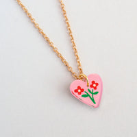 *NEW* Heart Floral Charm Pendant Necklace
