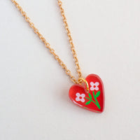 *NEW* Heart Floral Charm Pendant Necklace