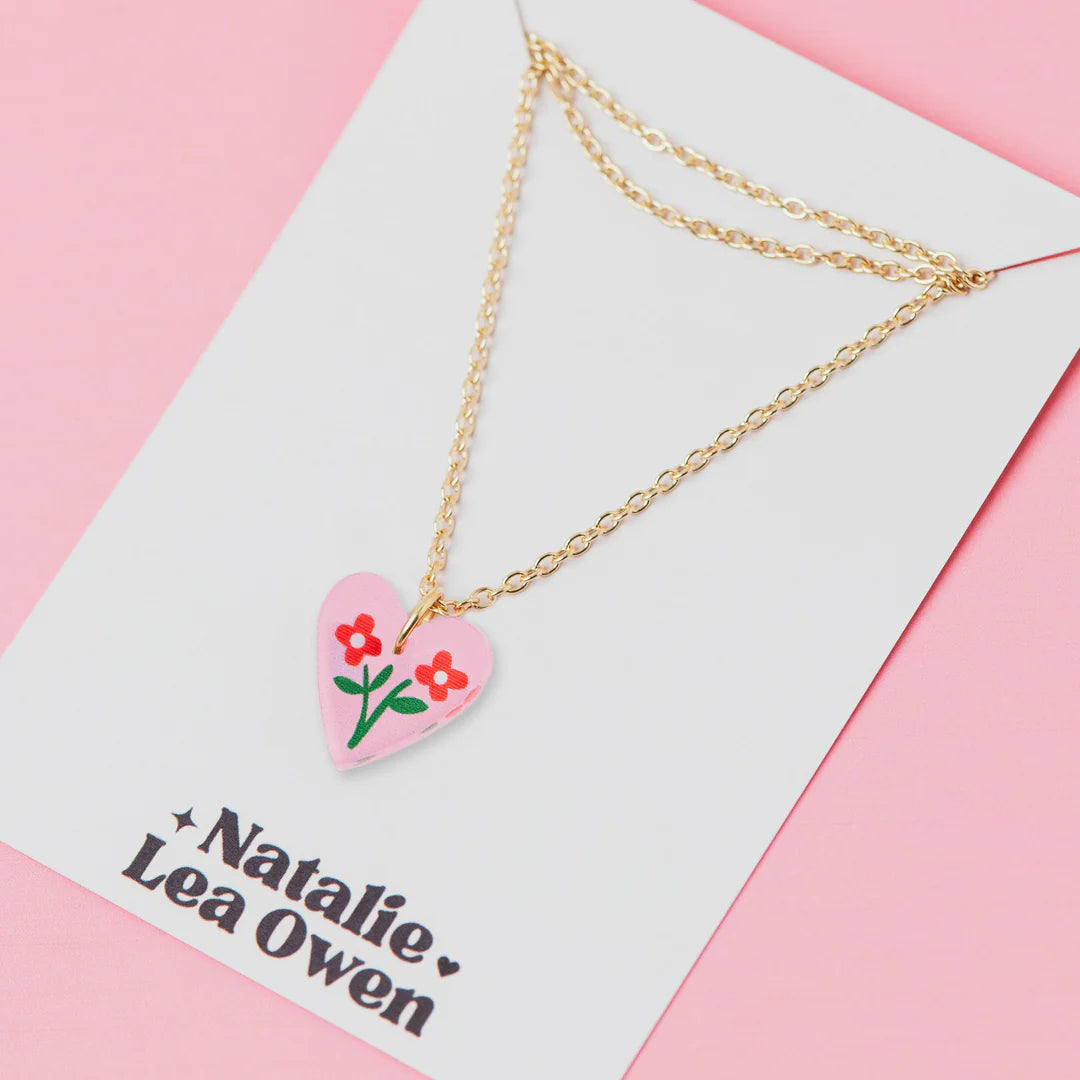 *NEW* Heart Floral Charm Pendant Necklace