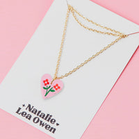 *NEW* Heart Floral Charm Pendant Necklace