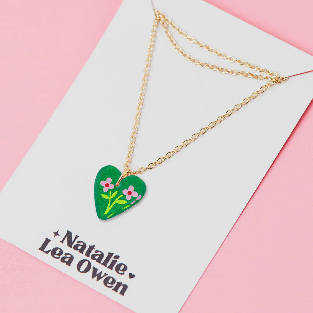 *NEW* Heart Floral Charm Pendant Necklace