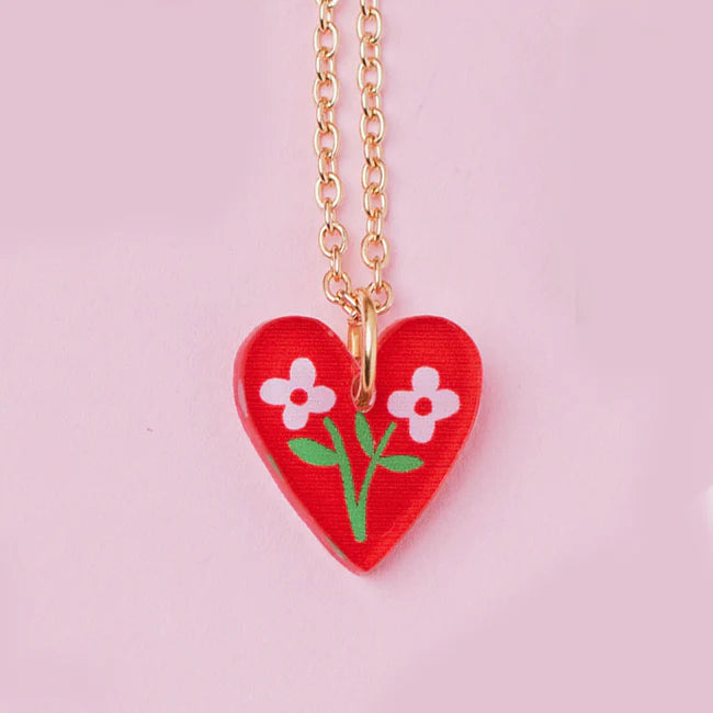 *NEW* Heart Floral Charm Pendant Necklace