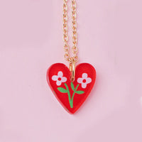 *NEW* Heart Floral Charm Pendant Necklace