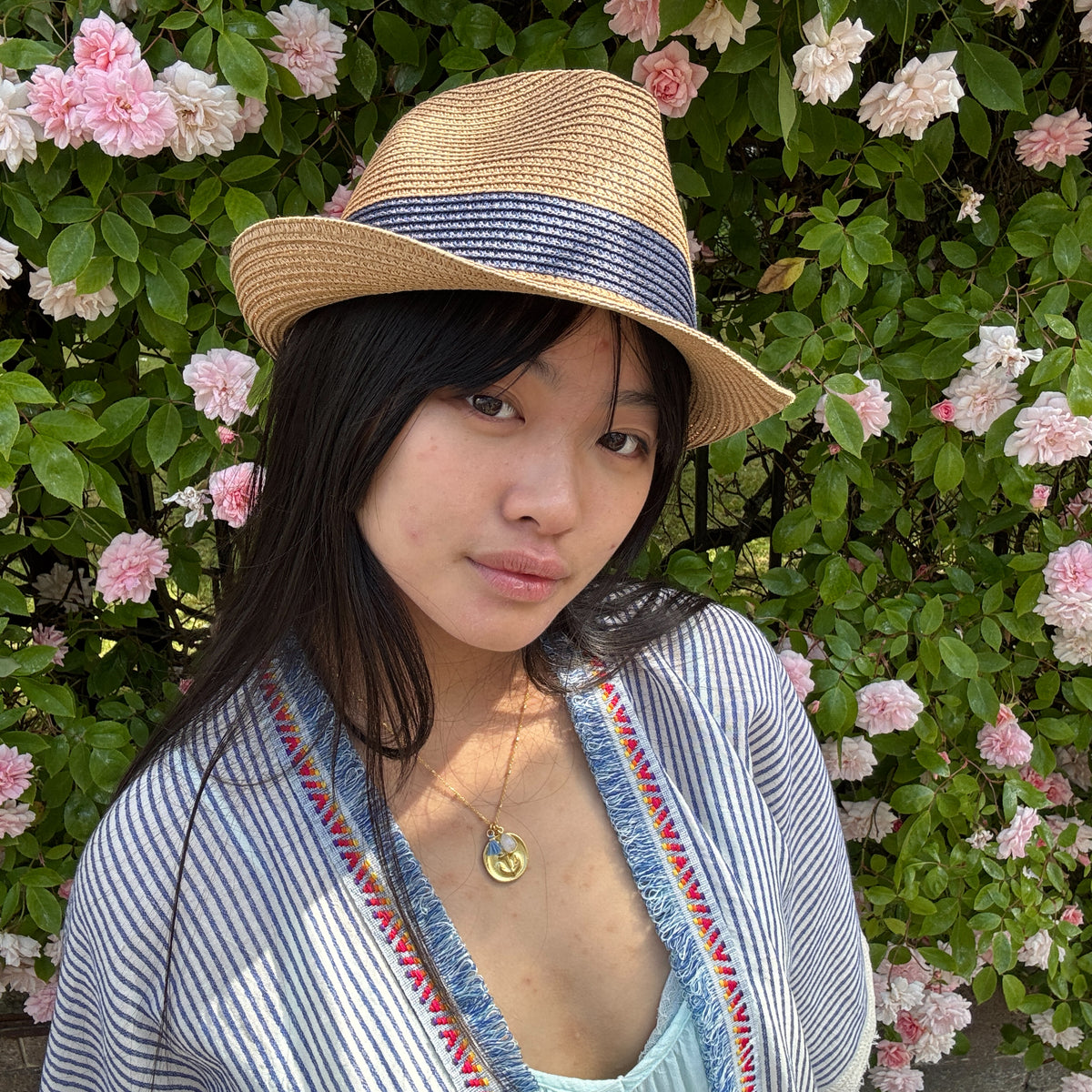 *NEW STYLE* Foldable Trilby Hat Tan/Blue