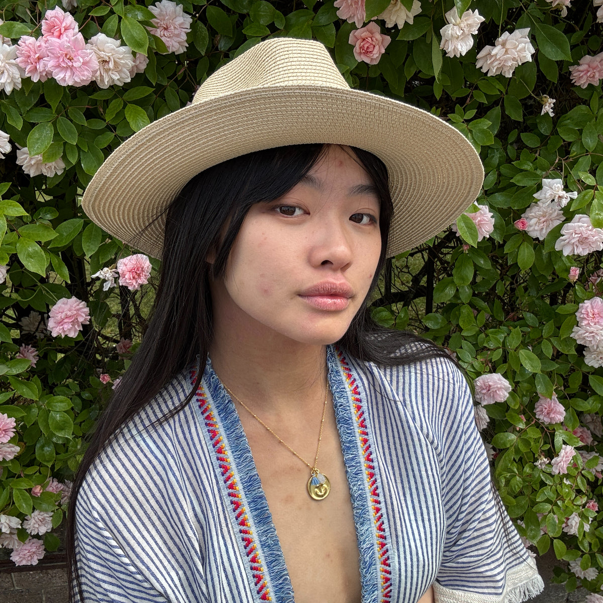 *NEW STYLE* Foldable Panama Hat Natural/Black