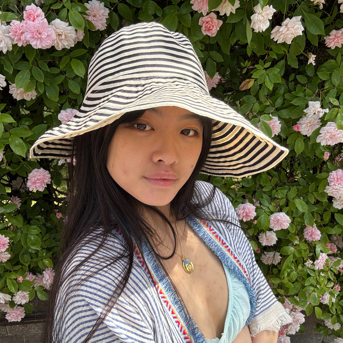 *NEW STYLE* Foldable Sun Hat Stripes White/Blue