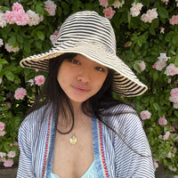 *NEW STYLE* Foldable Sun Hat Stripes White/Blue