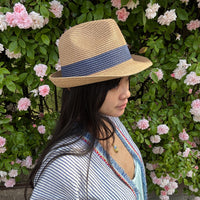 *NEW STYLE* Foldable Trilby Hat Tan/Blue