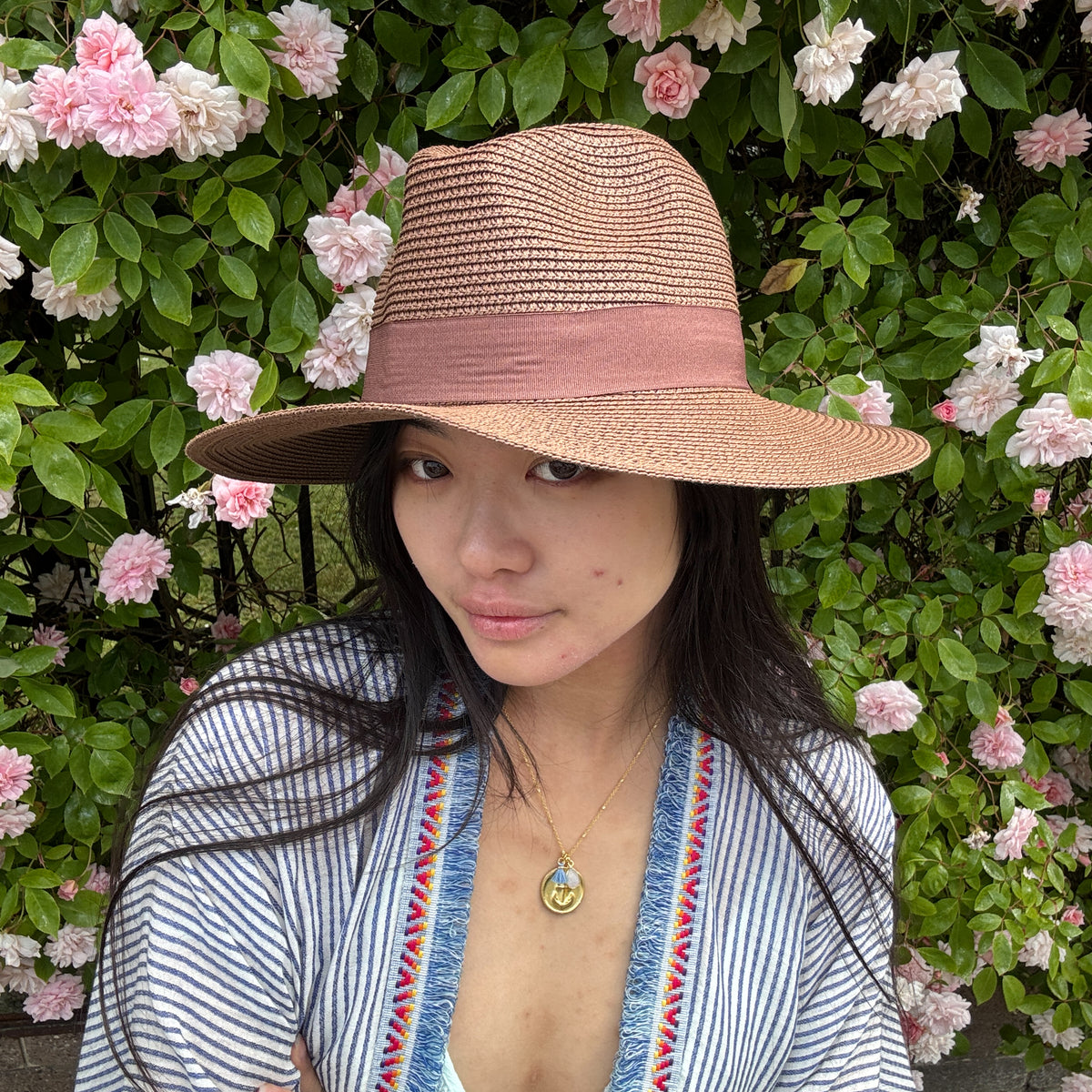 *NEW STYLE* Foldable Panama Hat Brown/Brown