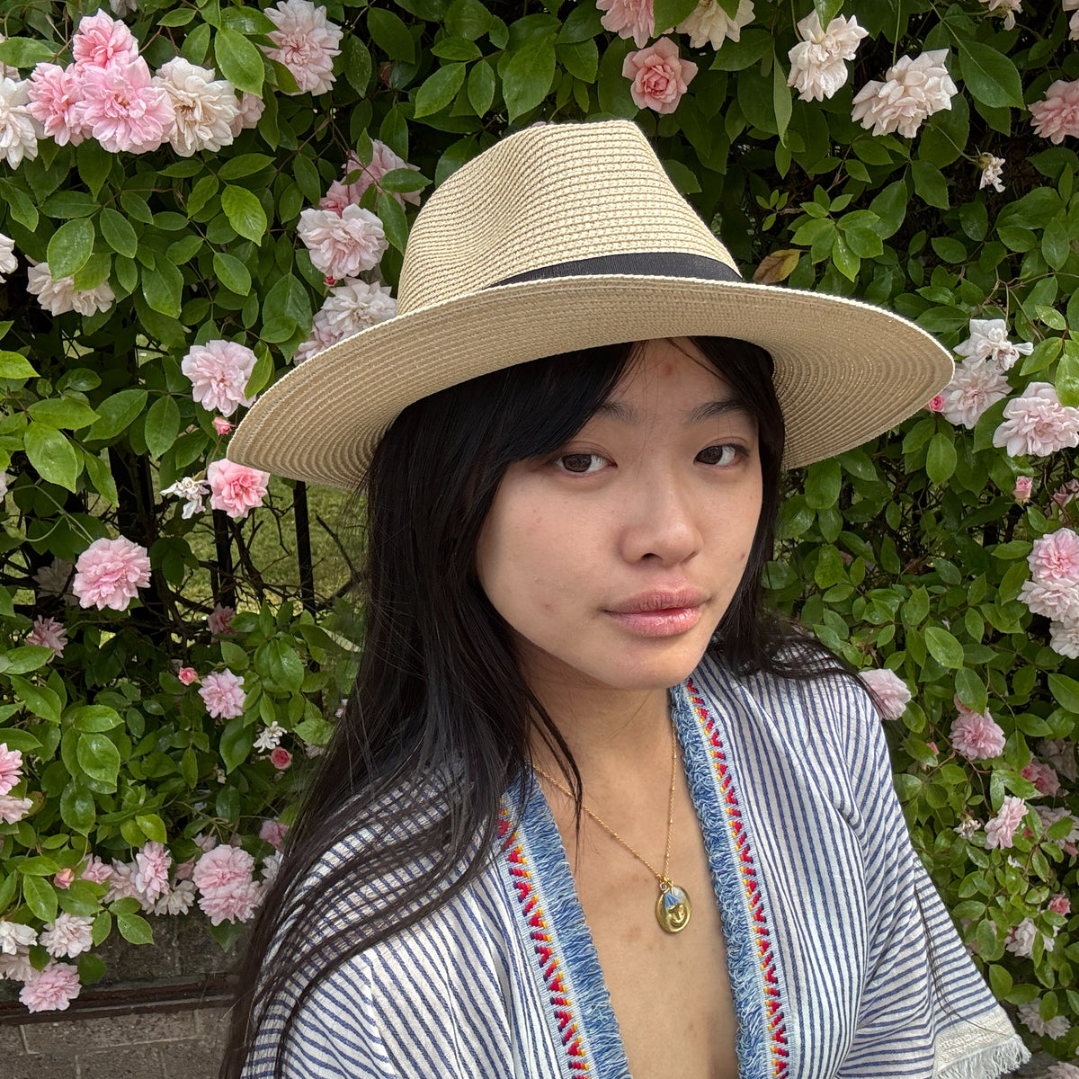 *NEW STYLE* Foldable Panama Hat Natural/Black