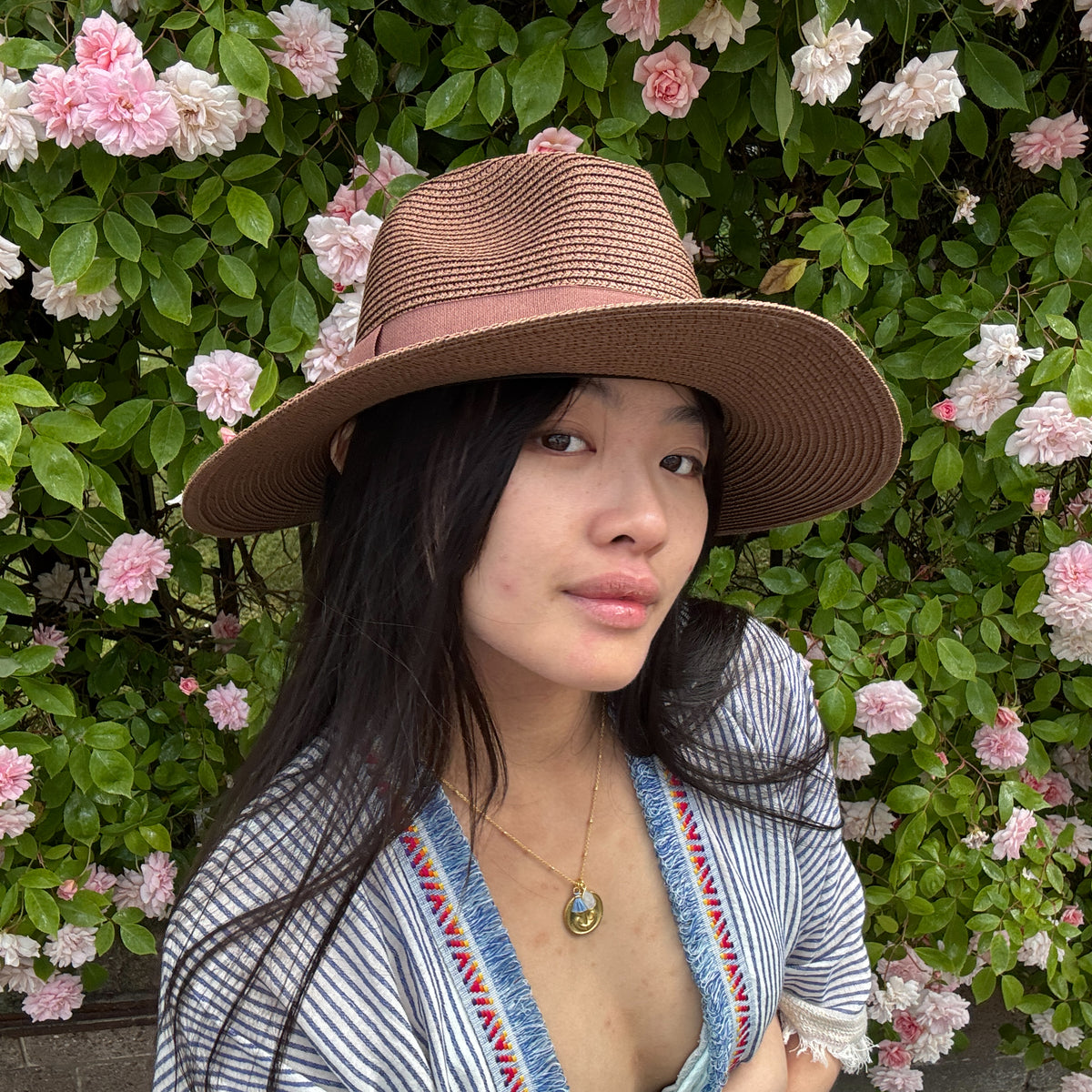 *NEW STYLE* Foldable Panama Hat Brown/Brown