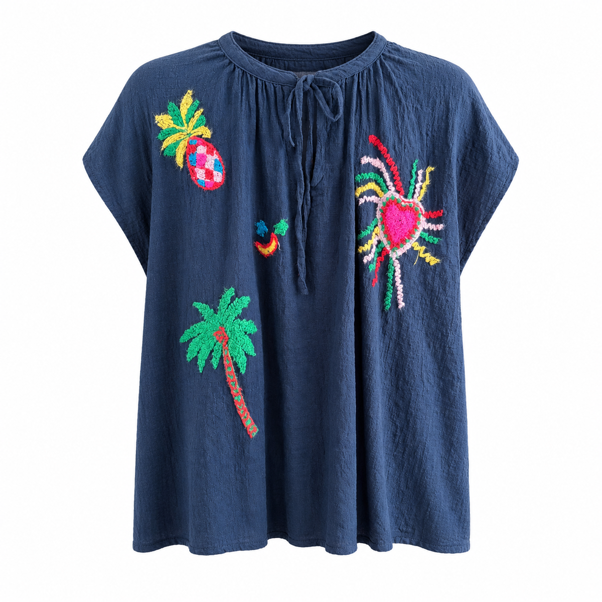 *NEW STYLE* Embroidered S/Sleeve Shirt Navy
