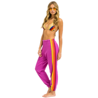 Aviator Nation 5 Stripe Magenta Orange Yellow Sweatpants