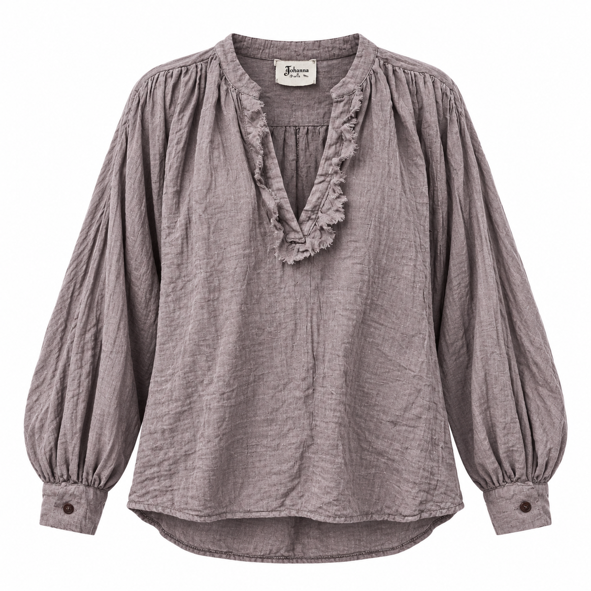 Soft Ruffle V Neck Shirt Grey