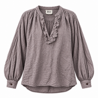 Soft Ruffle V Neck Shirt Grey