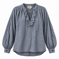 Soft Ruffle V Neck Shirt Dark Grey