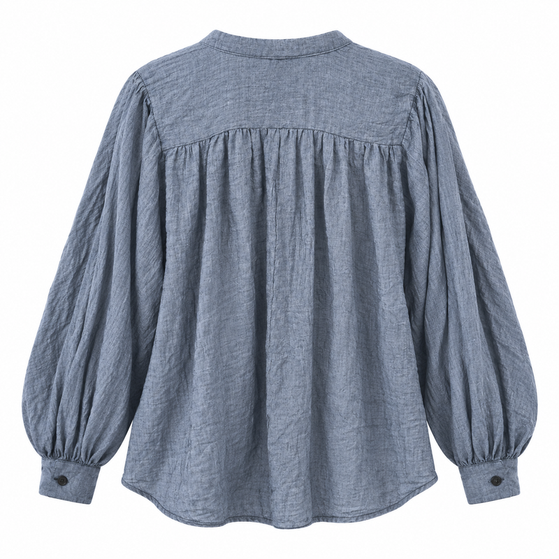 Soft Ruffle V Neck Shirt Dark Grey