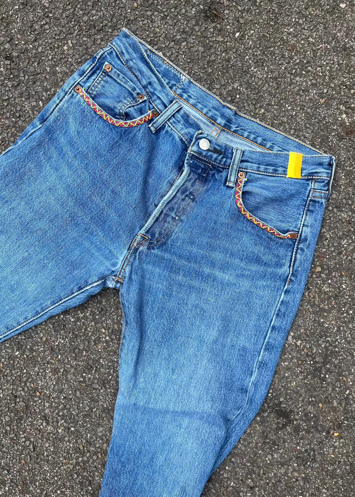 081. Zig Zag Stitch Levi's with Bandana Patch