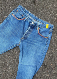 081. Zig Zag Stitch Levi's with Bandana Patch