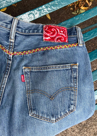 081. Zig Zag Stitch Levi's with Bandana Patch