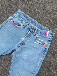 088. Zig Zag Stitch Levi's with Bandana Patch Pink