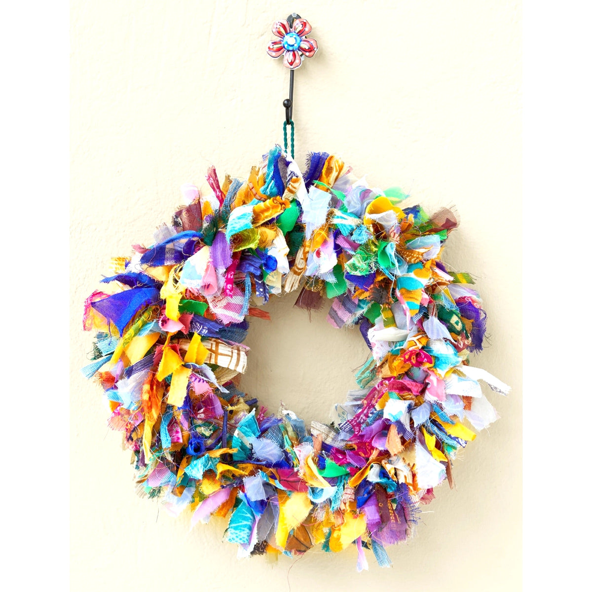 Recycled Sari Wreath Multicoloured Large