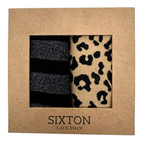 Leopard Sand & Lurex Stripe Black Sock Duo