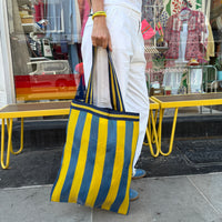 Striped Beach Tote Yellow/Blue