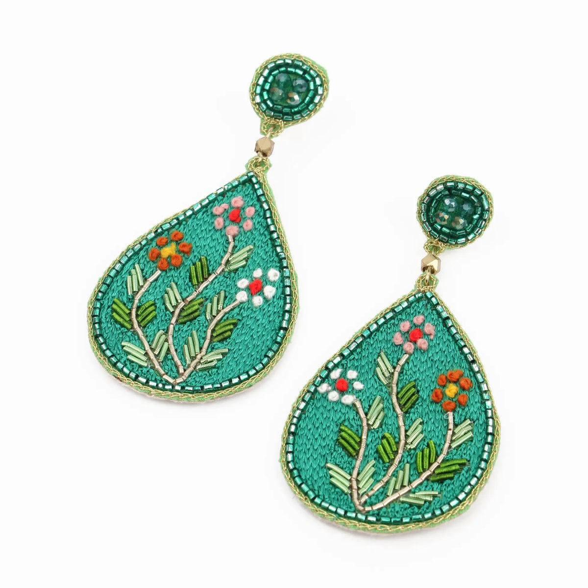*NEW* Green Floral Teardrop Earrings