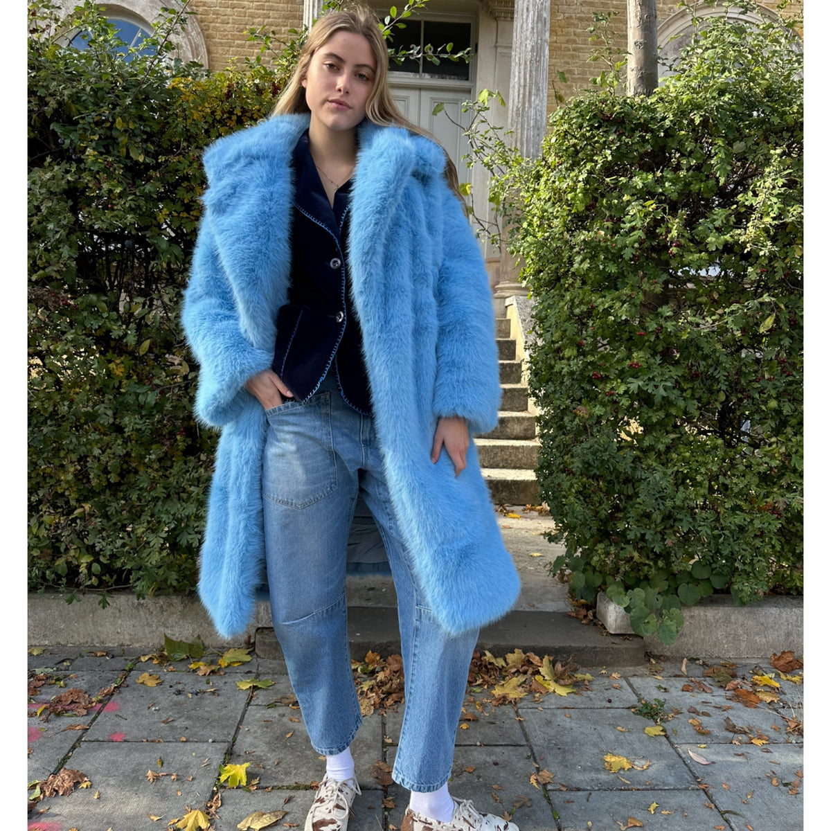 Baby Blue Faux Fur Oversized Coat