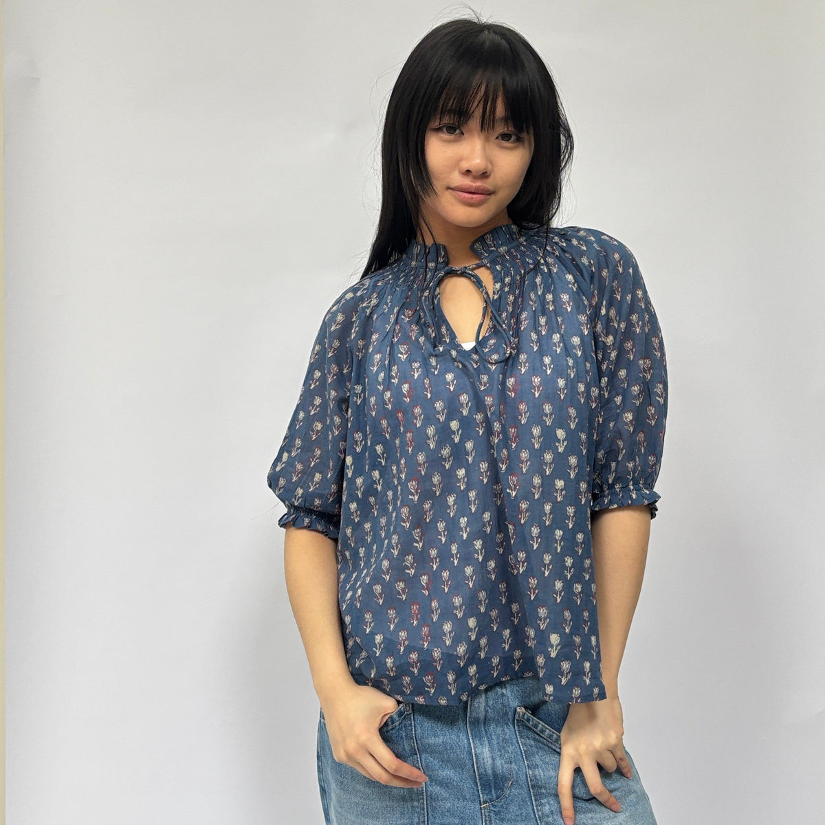 *LANDED* Ari Short Sleeve Top Indigo
