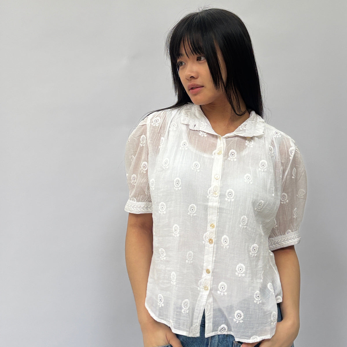 *LANDED* Frani Embroidered Top White