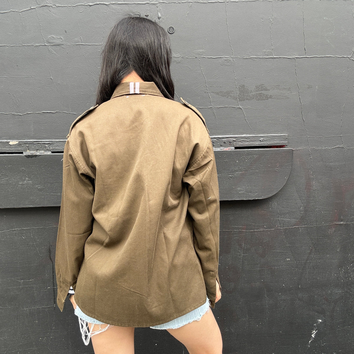 Army Jacket with Pink Stripes