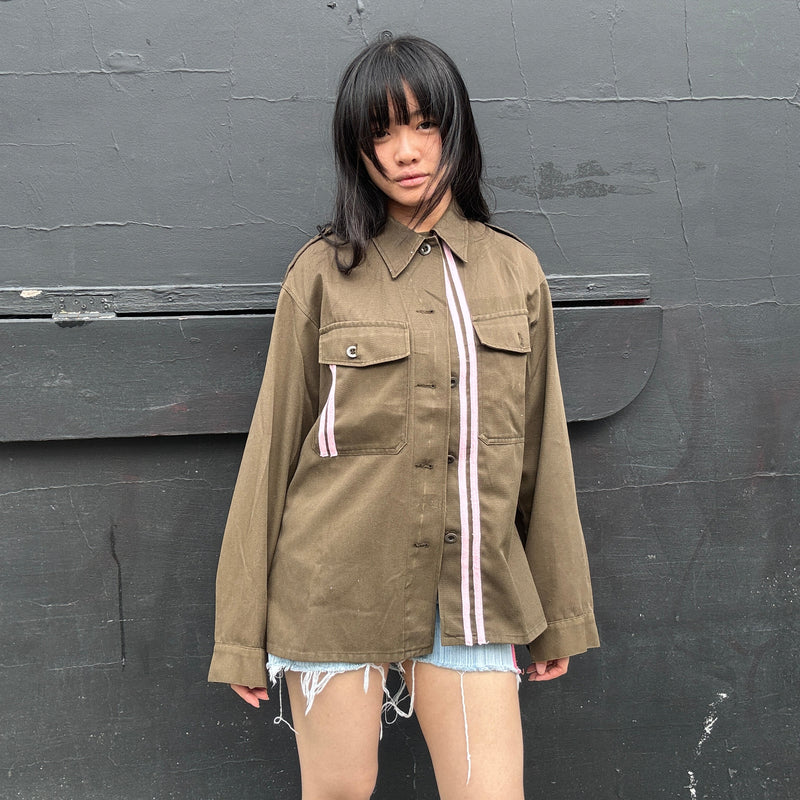 Army Jacket with Pink Stripes