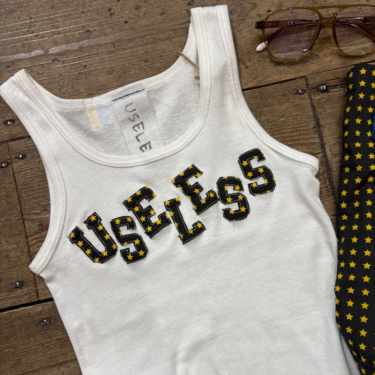 *NEW* White Tank With Useless Appliqué