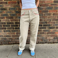 Useless Pale Beige Levi's with Zig Zag Stitching