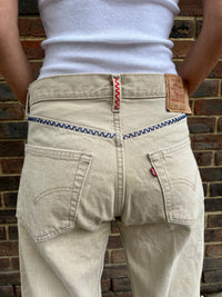 Useless Pale Beige Levi's with Zig Zag Stitching