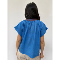 *NEW STYLE*Embroidered Cap Sleeve Top Cobalt